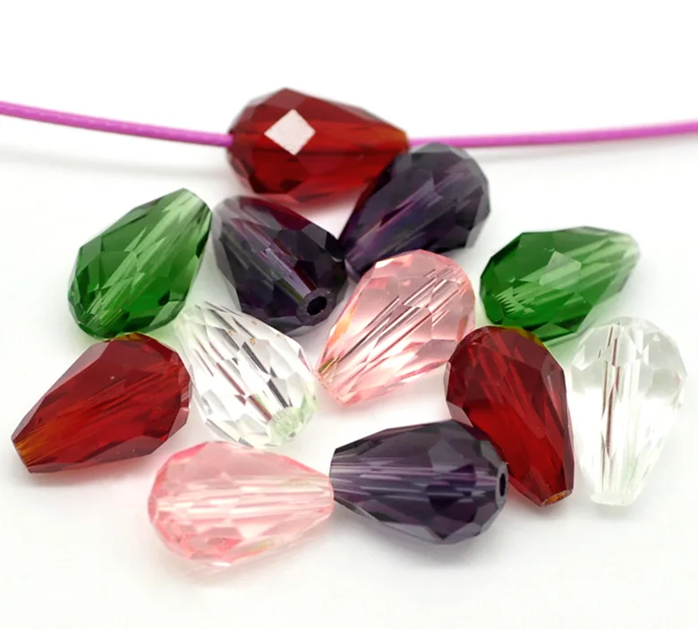Faceted Teardrop Bead Crystal Loose Jewellery Make Necklace Craft Clothes Supply