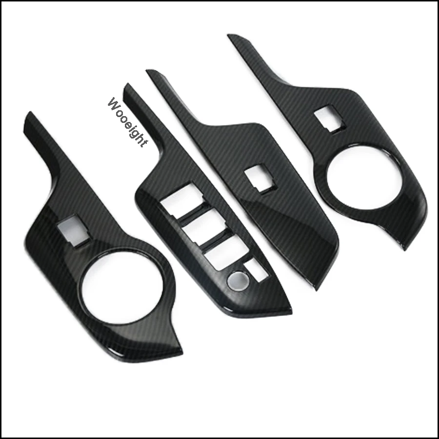 4Pcs Car Carbon Fiber Door Handle Window Button Lift Cover Trim For Toyota C-HR CHR 2017 2018 Inner Door Styling Frame (3)