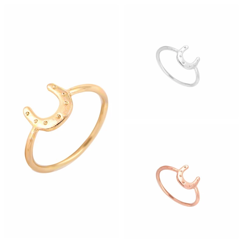 Gold Silver and Rose Gold Lucky Horseshoe Ring Everyday Jewelry Rings