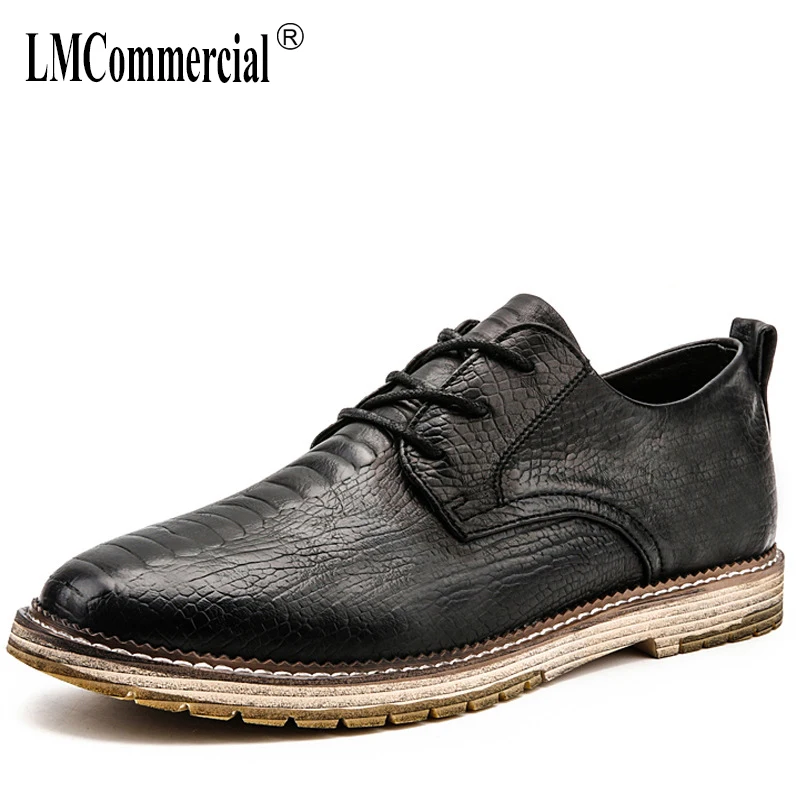 

spring Autumn new men's leisure leather shoes big size business men shoes fashion British reto shoes 38-47 breathable casual