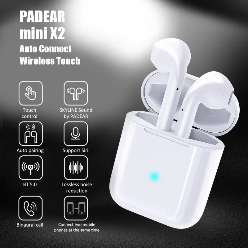 Padear Mini X 2/1 Bluetooth Headset Earbuds Air Pods Wireless Earphone For Smartphones Sadoun.com