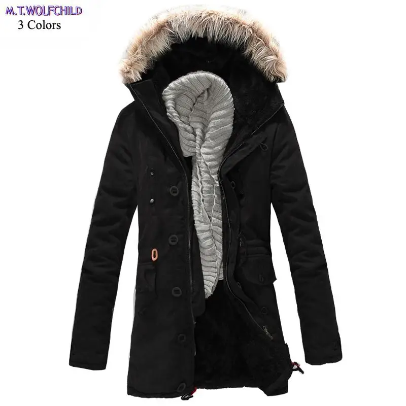 

Fashion 2018 New Mens winter long sleeve hooded thick coats casual mens warm outerwear fleece trench coats mens clothing