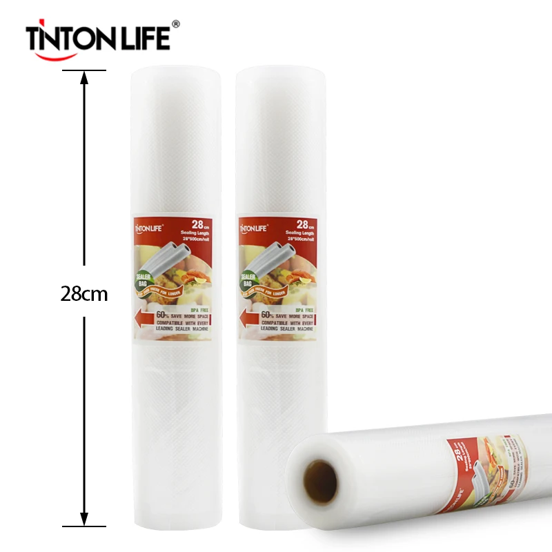 TINTON LIFE 28cmx500cm/Roll Vacuum Sealer Food Saver Bags Food Saran Wrap Storage Bags TINTON LIFE 28cmx500cm/Roll Vacuum Sealer Food Saver Bags Food Saran Wrap Storage Bags