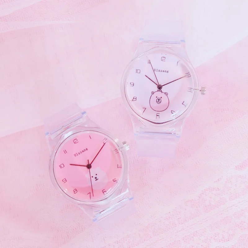 

2019 Lovely Cartoon Pattern Design Children Watches Transparent Watch Women Sweet Beautiful Women's Quartz Watch for Kids Female
