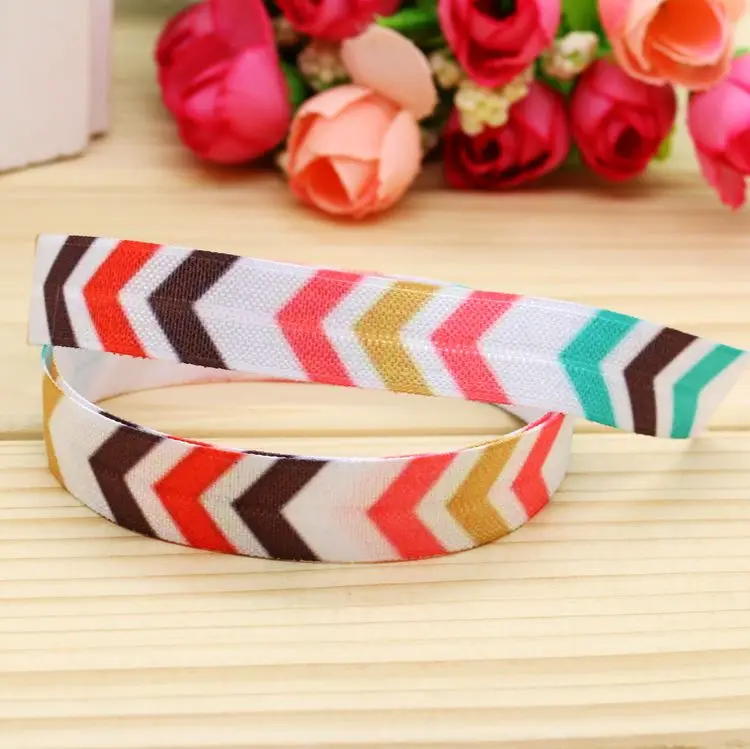 

5/8'' Free shipping Fold Elastic FOE valentine chevron printed headband headwear hairband diy decoration wholesale OEM H4641