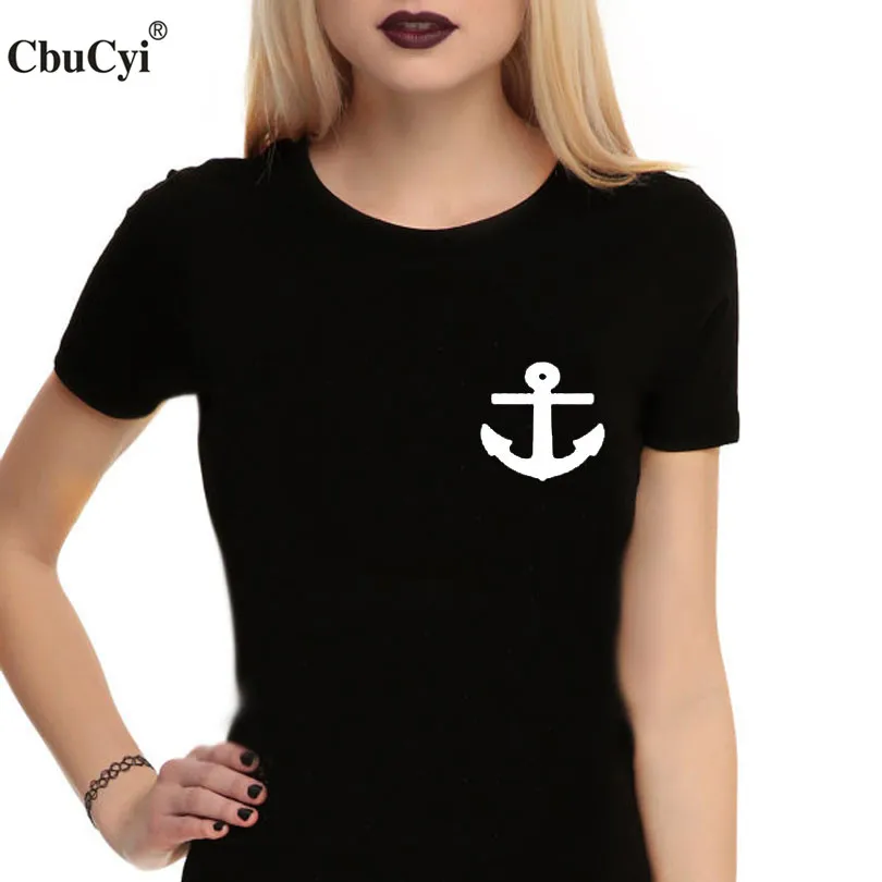 Anchor Pocket Women Tee Shirt Femme Funny Graphic Tees Women T Shirt ...