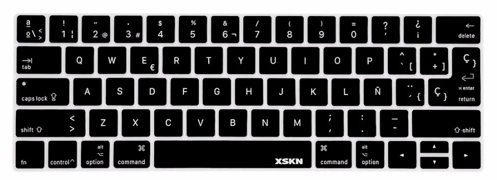 XSKN новейший испанский силиконовый чехол для клавиатуры TouchBar стикер для MacBook Pro 13(A1706 A1989) и для MacBook Pro 15(A1707 A1990