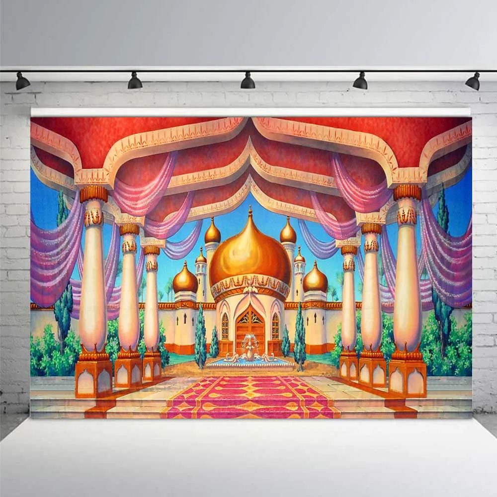 6x6FT Vinyl Photography Backdrop,Girls,Fairytale Castle Princess Background for Graduation Prom Dance Decor Photo Booth Studio Prop Banner