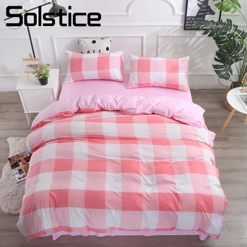 

Solstice Home Textile Red Plaid Fashion Duvet Cover Pillowcase Sheet Girl Teen Adult Woman Bedding Linens Suit Queen Twin 3-4Pcs