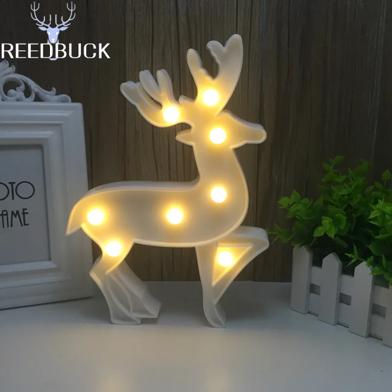 Lovely 3D Led Night Lamp Christmas Decoration Elk Deer Marquee Led Night Lights Warm White Luminaria Led Table Desk Wall Light (3)