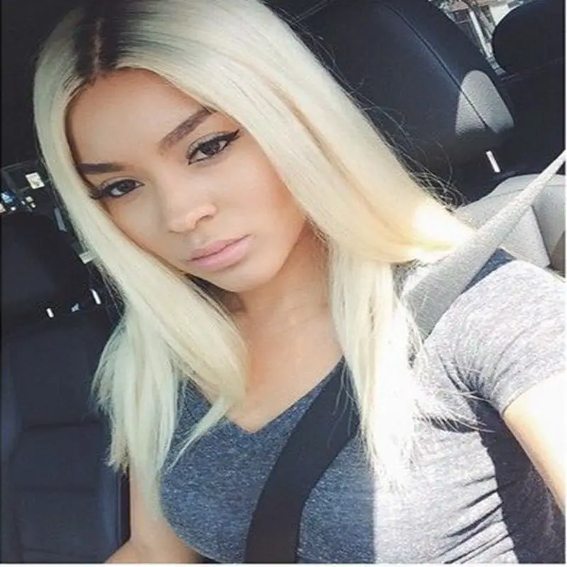 Dark Root 1B Ombre Blonde Wig Short Hair Cut Wigs ...