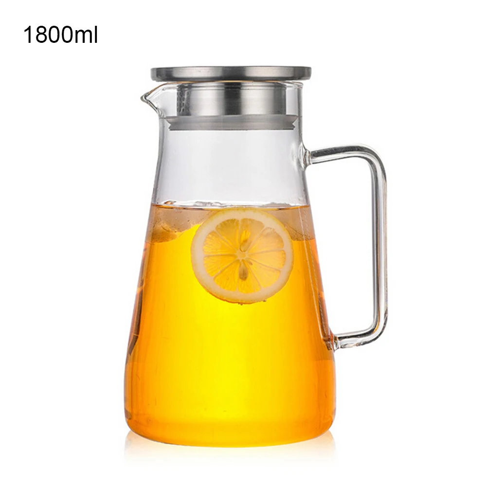 Холодостойкий стеклянный чайник из нержавеющей стали Фильтр Крышка большой емкости чайник-кувшин для воды кастрюли чайники 1.5Л/1.8л - Цвет: 1800ml