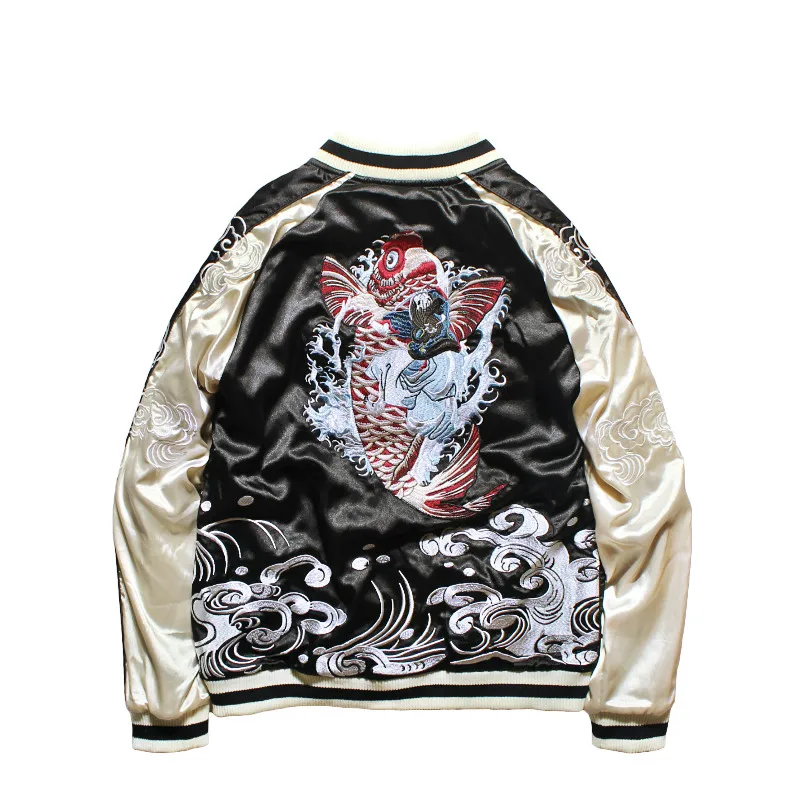 

Japanese Style Jacket Double-sided Wear Yokosuka Jacket Male and Female Lovers Heavy Dragon Embroidered Pilot Bomber Jackets