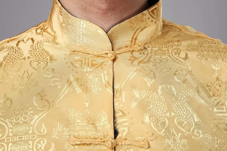 Umorden с длинным рукавом двусторонний Традиционный китайский костюм Тан костюм топ весна Для мужчин шелк куртка-пальто с вышивкой для Для