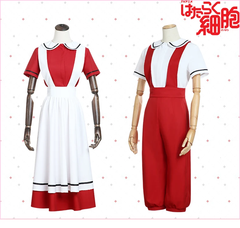 Amine Cells At Work Red Blood Cell Cosplay Costume Uniform Cloth Suits Full Sets With Top Skirt Hat Socks Woman Man Working |