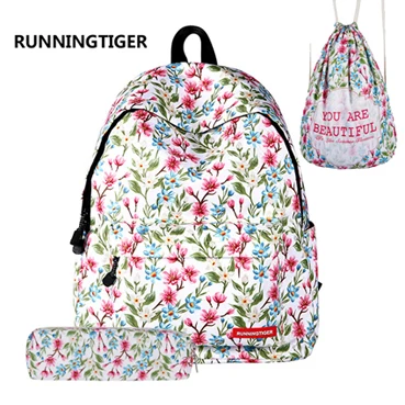 RUNNINGTIGER, женский рюкзак, школьные сумки для девочек, рюкзак с принтом, Mochila, школьные рюкзаки для девочек-подростков, 3 шт. в комплекте, Mochila - Цвет: 10