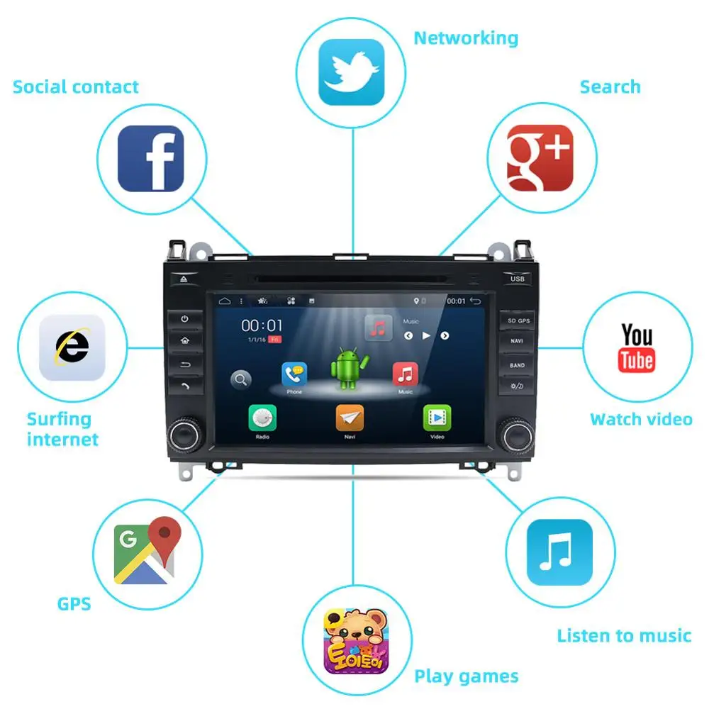  Bosion Android 9.0 Car DVD radio multimedia Octa 8 core for Mercedes Benz B200/W906/Sprinter/Volksw
