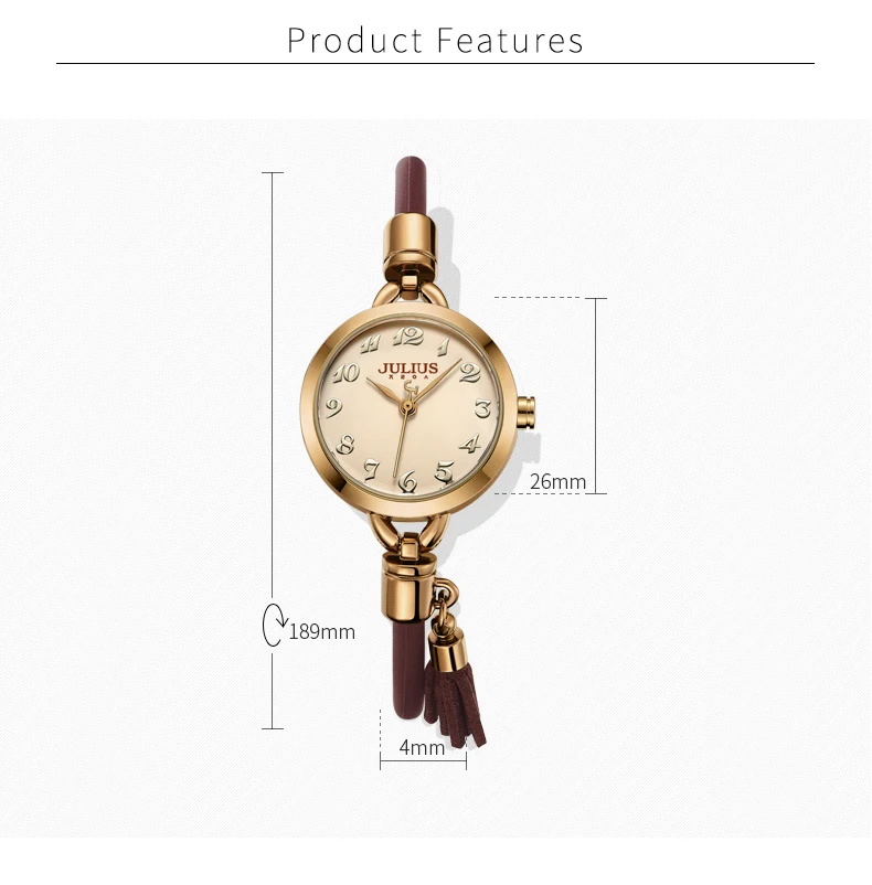 Julius часы новое поступление винтажные тонкие Whatch с кисточкой силиконовый ремешок Уникальный креативный дизайнер Montre женские часы час JA-994