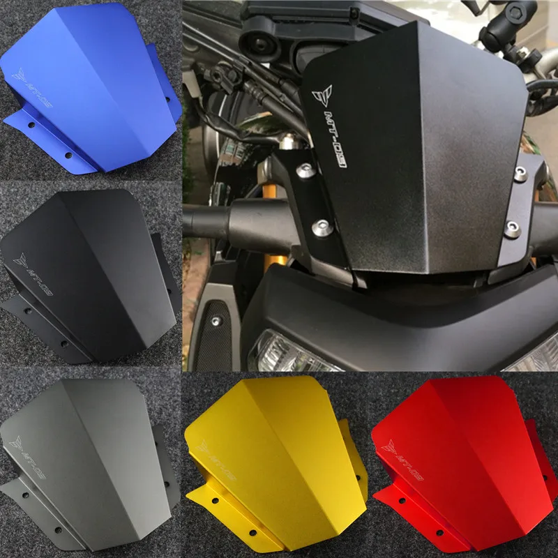 Motorcycle Windscreen For Yamaha MT-09 FZ-09 2014-2016 Aluminum Windshield Black