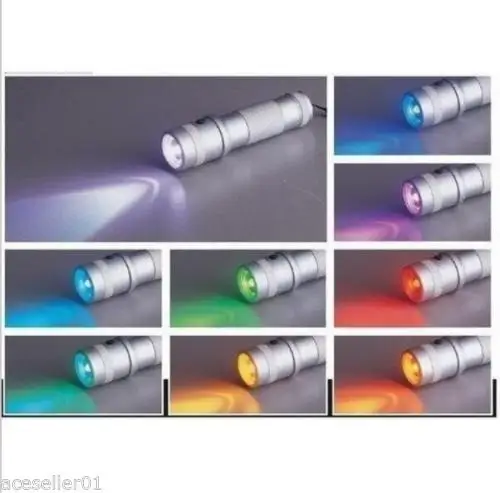 Colorshine Color Changing RGB LED Flashlight,3W Aluminium Alloy RGB Edison LED Multicolor LED rainbow of 10 Color Torch03