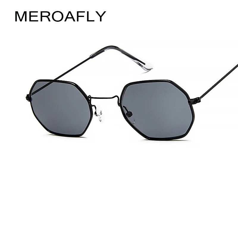 

MEROAFLY Small Polygon Sunglasses Women Men Brand Designer Vintage Sunglasses Square Metal Clear Sun Glasses Sexy Fashion UV400