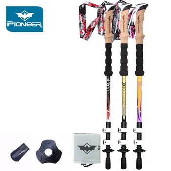 

3 Sections Telescopic Outdoor Hiking Sports Carbon Fiber Climbing Cane Ultralight Trekking Ski Pole Walking Stick K5