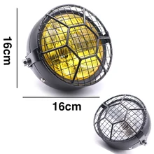 

35W Motorcycle Refit Headlight with Net Universal DC 12V Scooter Headlamp Motorbike Retro Grid Head Light Motor Front Lights