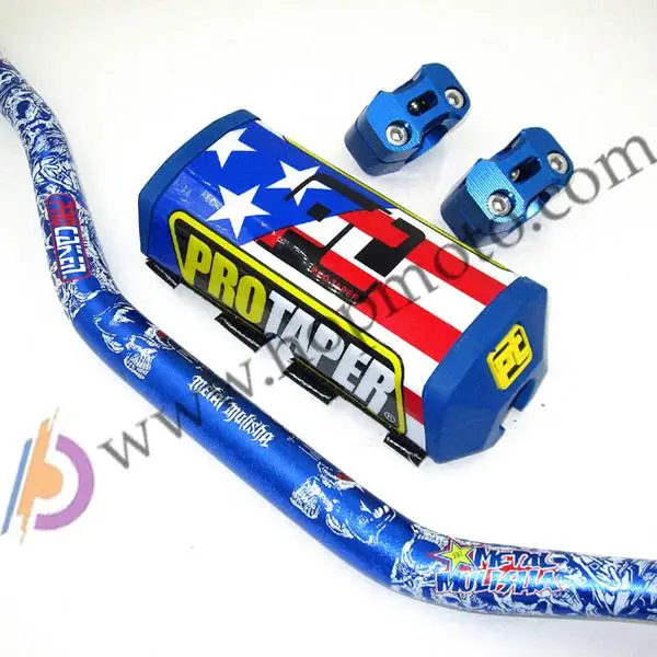 Sale for NEW Pro Taper Pads with Fat Bar 1-1/8 inch Metal Mulisha Pack Pit Bike MotorCross Fat Bar MX Racing Handlebar FREESHIPPING Blue