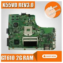 Original for ASUS K55VD Motherboard K55VD Rev 3.0 GeForce 610M DDR3 With 2G Ram HM76 Chipset 100% Test