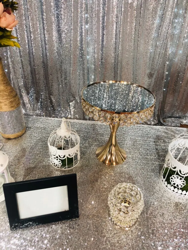 

2019 Mirror Crystal Wedding centerpieces Cake Stand Macaron Lollipop Stand Dessert Tray Home Party cake pan Cake Cookies Display