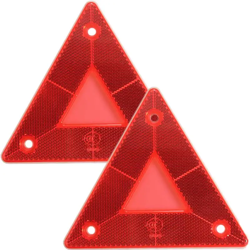 

2 Pcs Car Rear LED Light for Truck Trailer Fireman Triangle Reflector Safty Warning Board Red