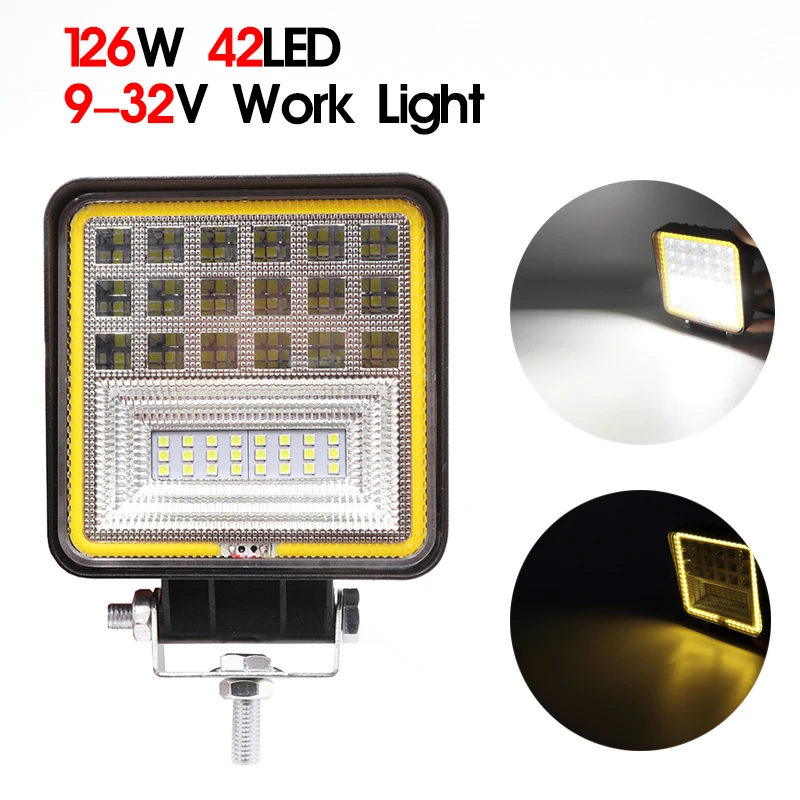 

4 inch 126W 6000K 12V 24V LED Work Light Bar Super Bright Outdoor Driving Spot Lamp for Off-road Truck