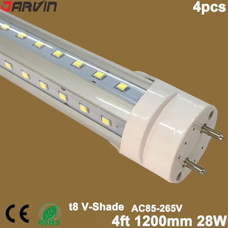 V Тень светодио дный Light Tube T8 Разделение трубки 4ft 1200 мм 28 Вт SMD2835 110 V 220 V люминесцентная лампа супер яркий широкий луч угол