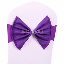 50 шт./лот фиолетовые Свадебные стул створки галстук акрил крышка стула эластичной вставкой стул пояса спандекс крышка стул