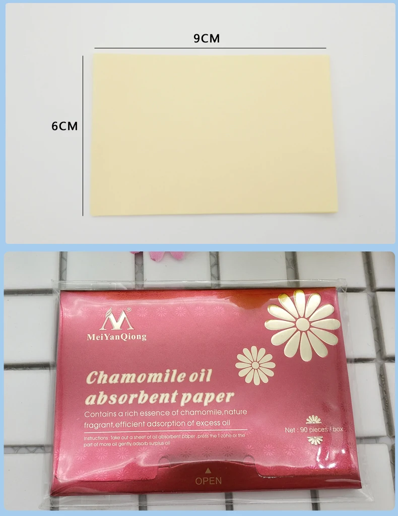 MEIYANQIONG масло ромашки абсорбент Бумага натурального дерева мякотью Аромат богат экстракт ромашки эффективно поглощают излишки масла
