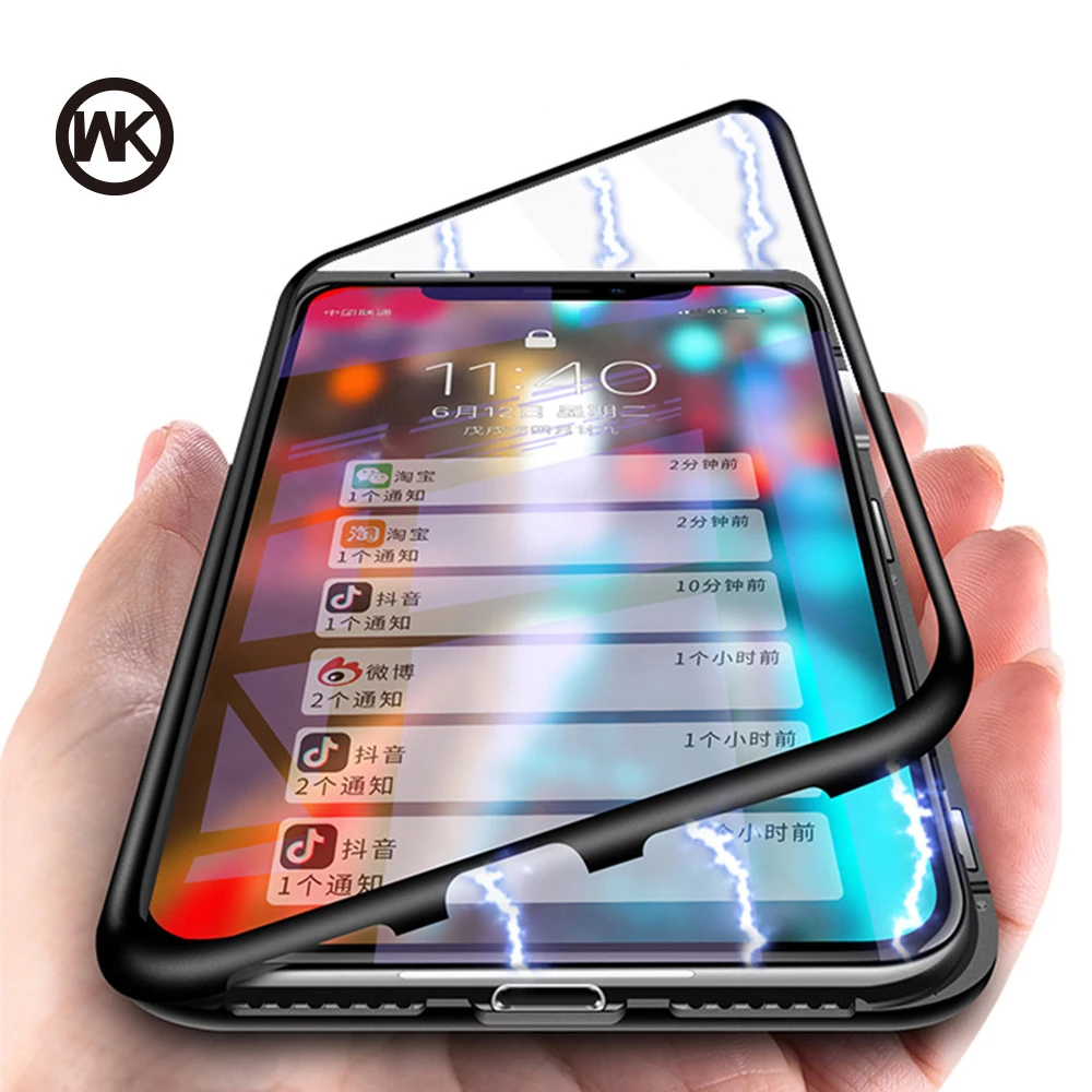 Дизайн WK Магнитный поглощающий чехол для телефона iPhone X 7 8 Plus из закаленного