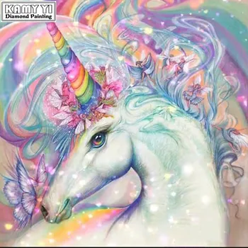 

Full Square drill 5D DIY Diamond painting Rainbow unicorn Diamond Embroidery Mosaic Cross Stitch Rhinestone decoration HYY