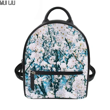 

Customized Small Women Backpack Floral Printing Pu Leather Backpack Girls Schoolbag Teen Shoulder Bag Lady Beach Bag Mochila