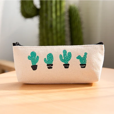 Pencil Bag Cute School Pencil Case Big Cactus Canvas Pencil Cases Girls Pencilcase School Stationery Pensil Case Pen Box Gift