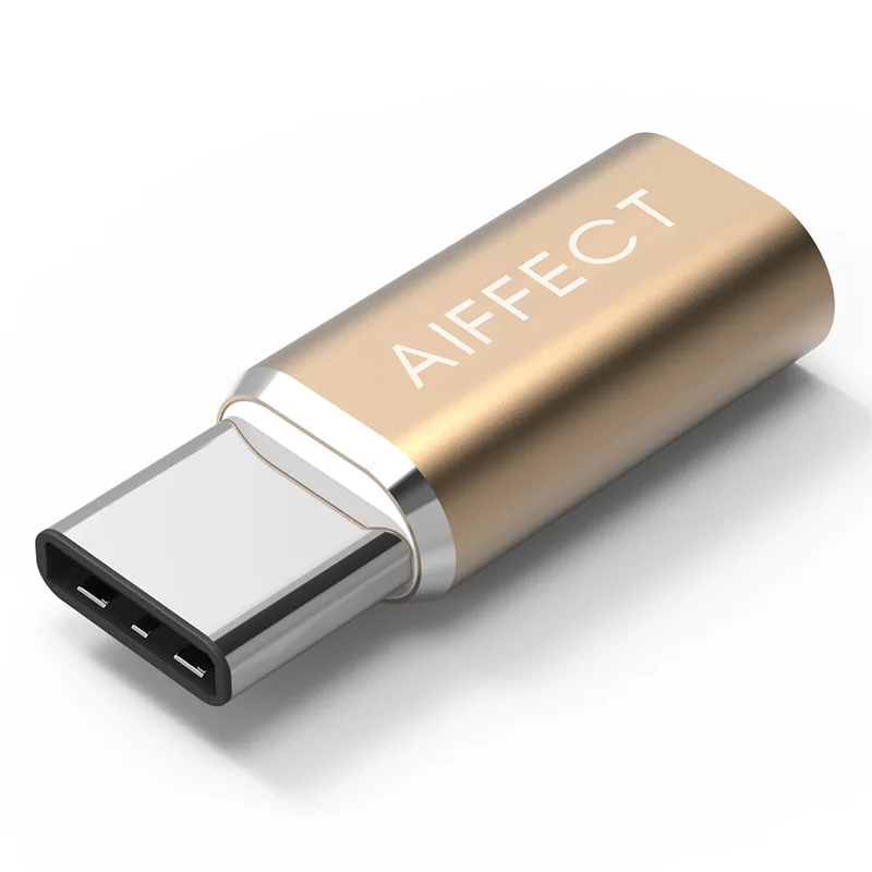 AIFFECT мини-адаптер высокого качества type-C к Micro USB type-C конвертер к Micro B для samsung Xiaomi LG Micro B type c устройств - Цвет: Золотой