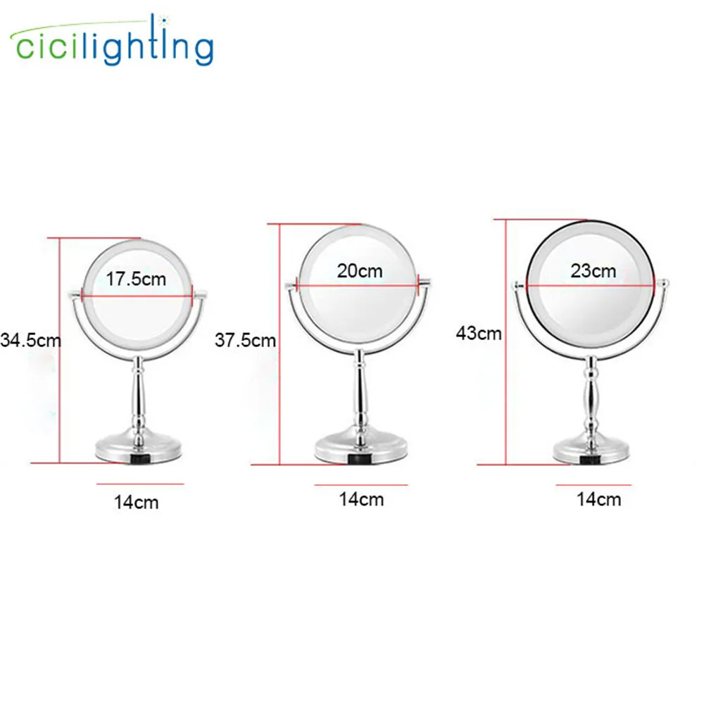 Светодиодный светильник-зеркало для макияжа с батареей, светодиодный светильник-косметичка с регулируемой яркостью, домашнее косметическое зеркало+ светильник для стола
