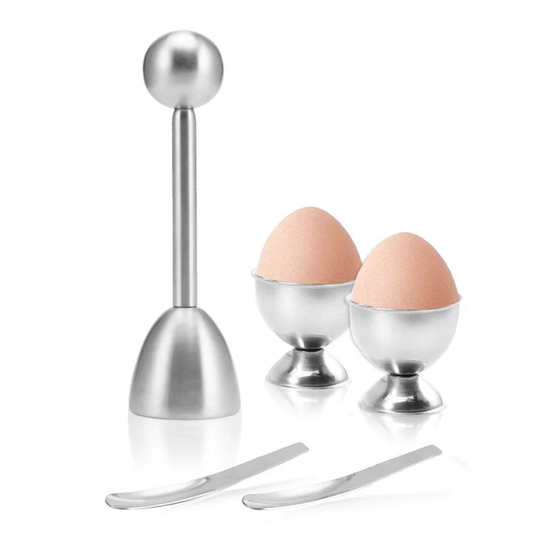 

Egg Pad Egg Cutter Egg Clip Suitable For Hard And Soft Boiled Egg Eggs Cutter Pad With Spoon Stainless Steel Kitchen Tool Belt