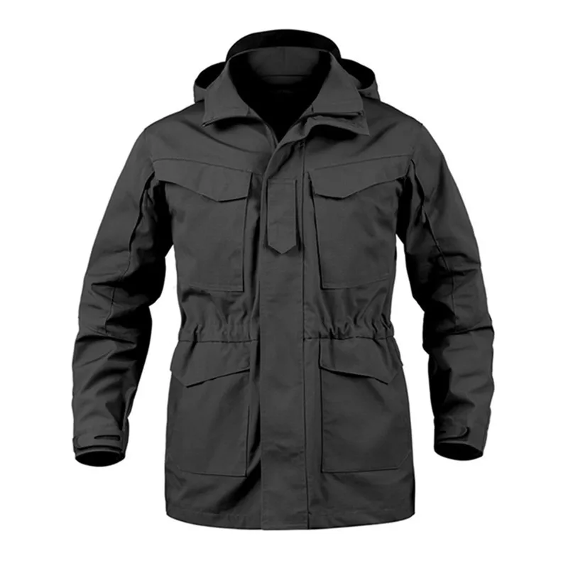 Мужские Водонепроницаемые армейские куртки M65 UK US весна-осень, тактические военные водонепроницаемые быстросохнущие куртки,, одежда с несколькими карманами - Цвет: Black