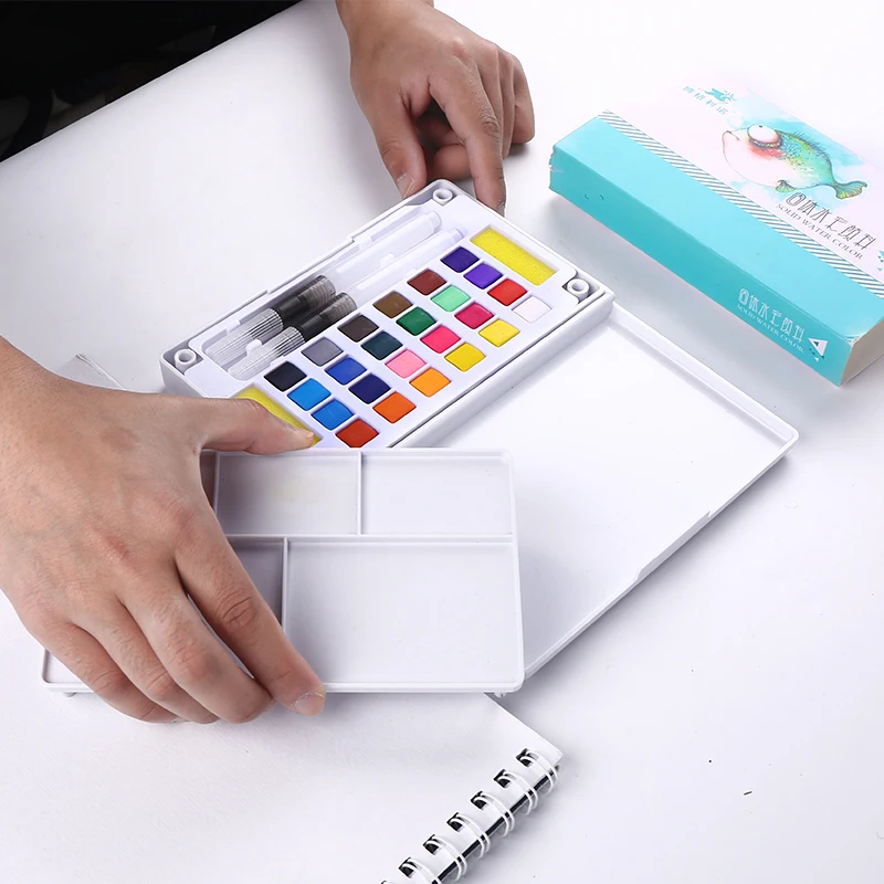 18/24/36 Colors Pigment Solid Watercolor Paints Set Professional Box With Paint Brush Watercolor Pigment Set Art Supplies