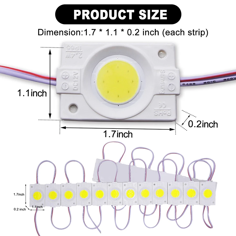 COB LED Module Strip Light Bead Chip Lamp DC12V 2.5W Waterproof Ultra Bright DIY Sign Advertising Backlight Decorative Lights (9)