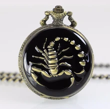 High Quality Japan Movement Big Size Scorpion Pocket Watch With Chain Steampunk