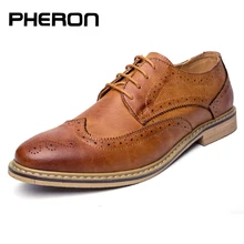 PHERON/Новинка 2018 года Роскошные Кожаные броги мужские туфли на