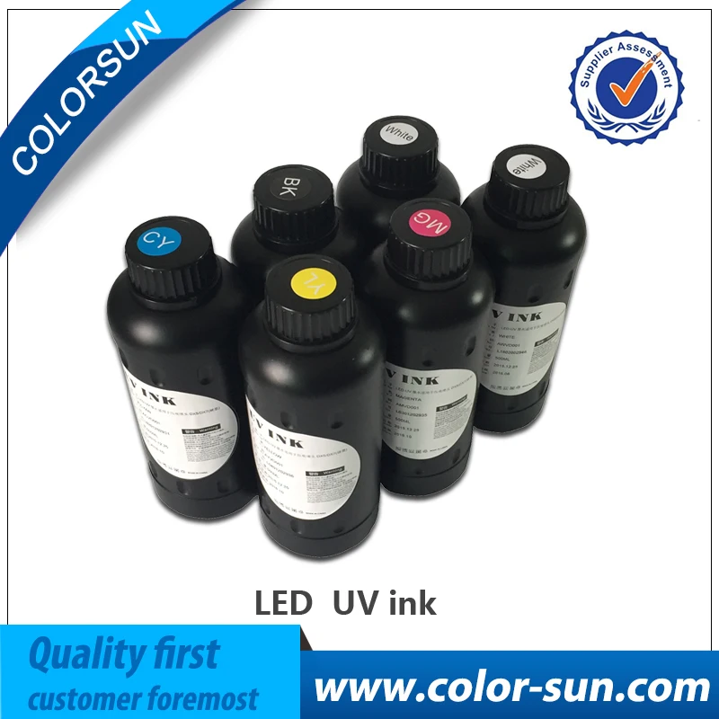 2017 New LED UV Ink 6 colors(CMYKWW) for UV flatbed printer+1L UV