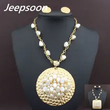 Wholesale High Quality Fashion Jewelry Stainless Steel Round Big Pendant Necklace & Earrings Set For Woman SEDGFWCF