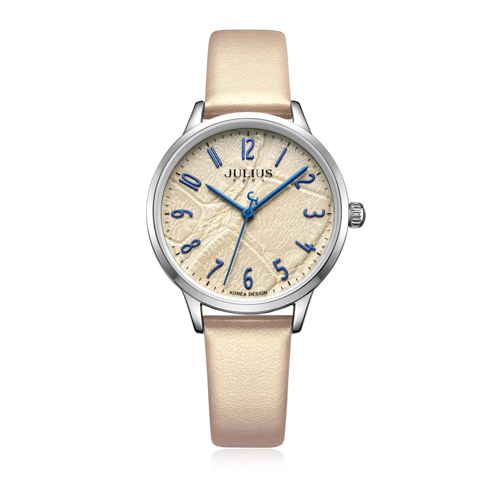 Летние топ модные брендовые дизайнерские новые Relojes Mujer карамельный цвет японский кожаный дизайн циферблат Кварцевые часы Julius Montre JA-987